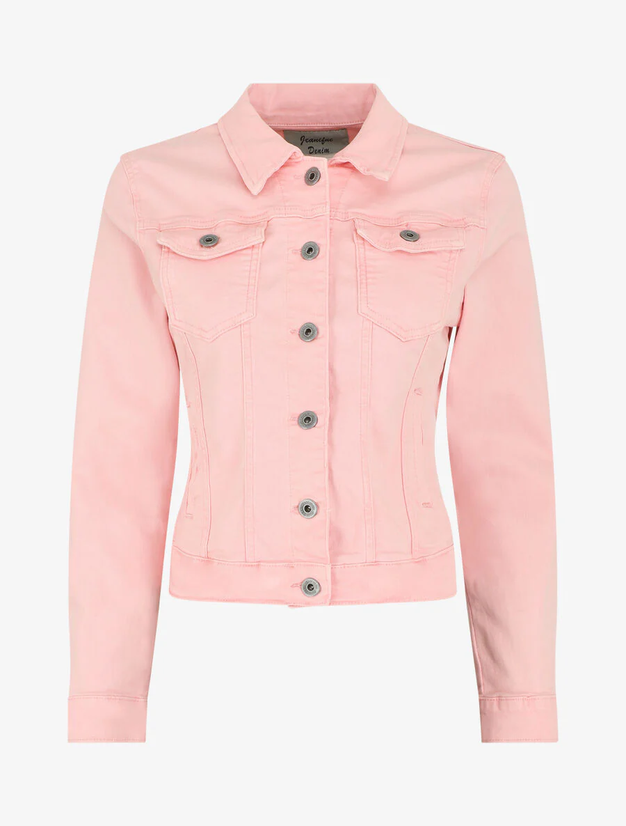 Veste unie en jean - Rose