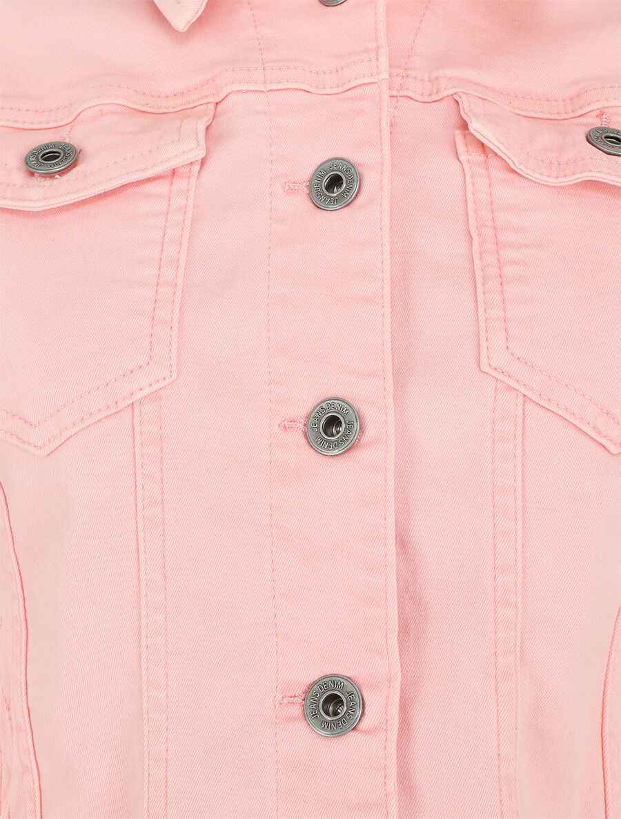 Veste unie en jean - Rose - Image 3