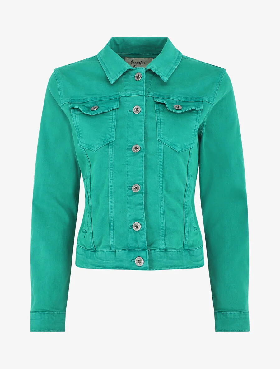 Veste unie en jean - Vert