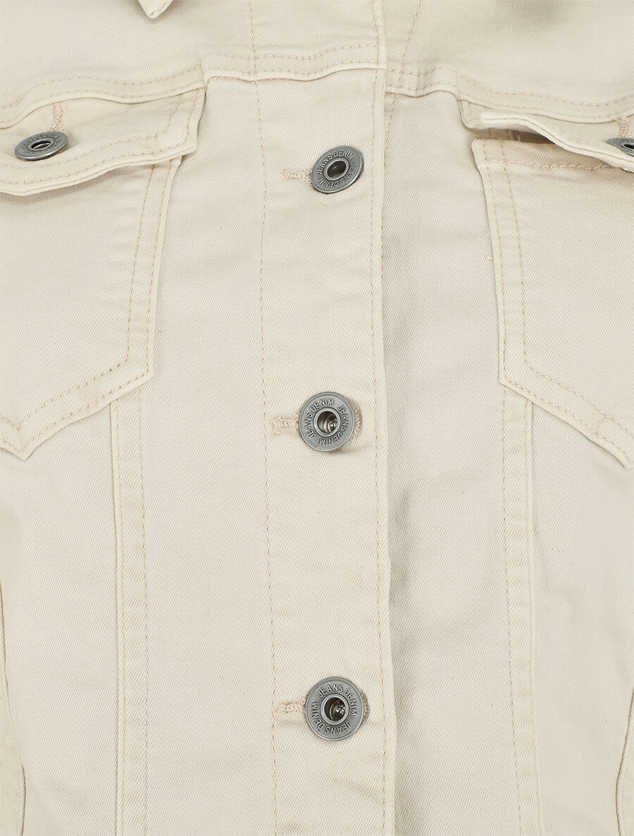 Veste unie en jean - Beige - Image 3