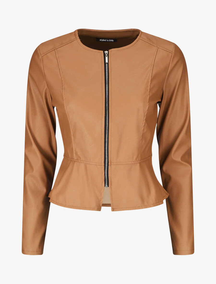 Veste zippée en simili - Camel