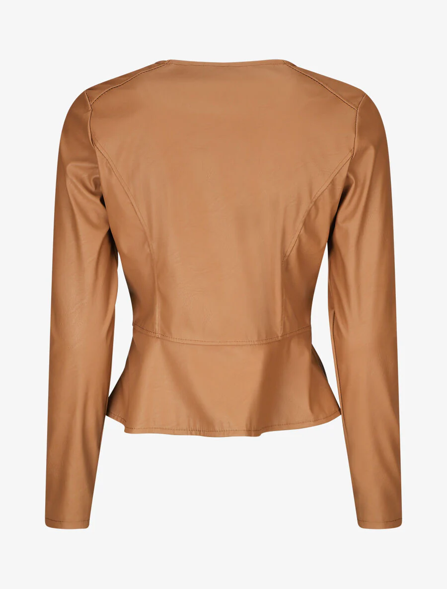 Veste zippée en simili - Camel - Image 2