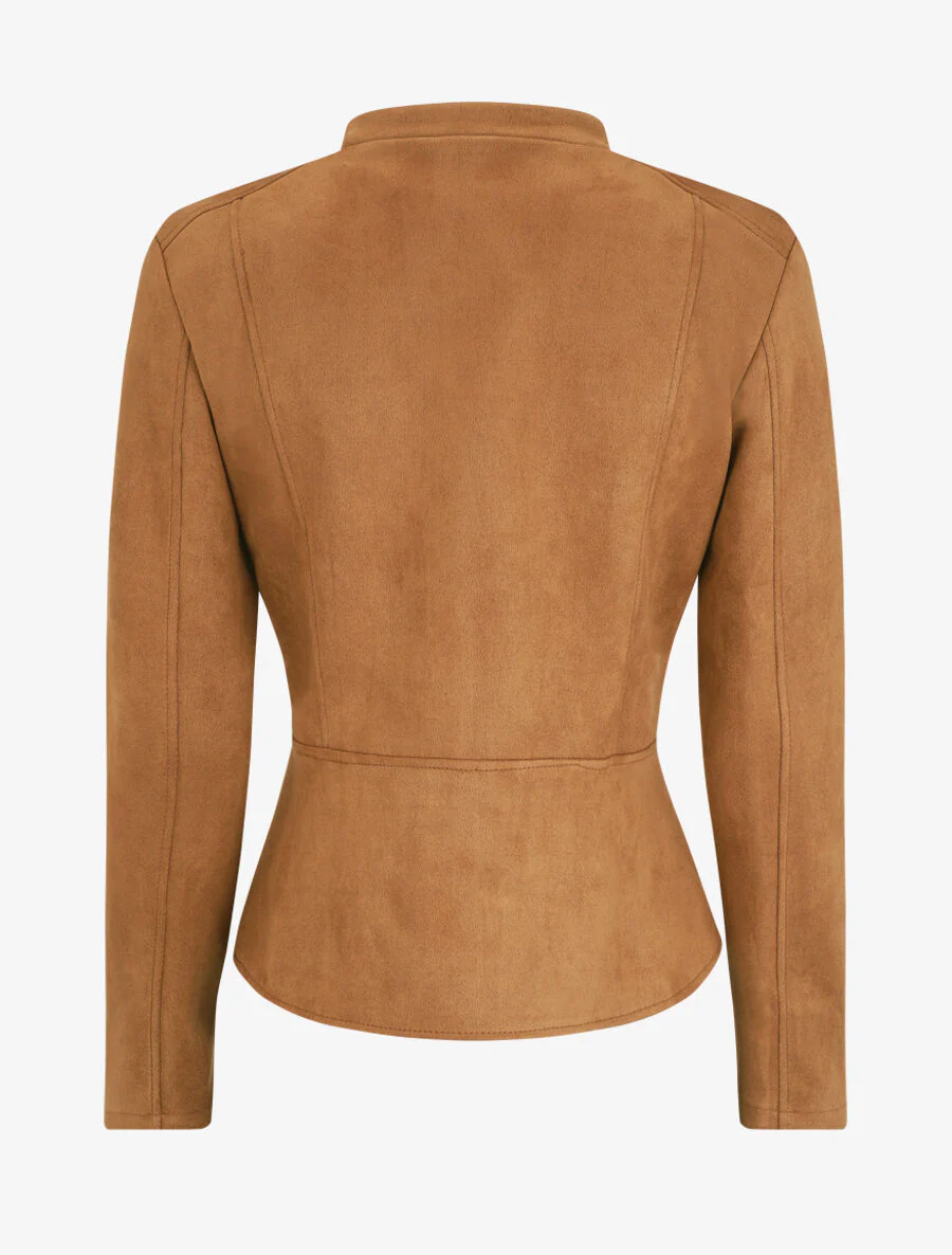 Veste zippée en suédine - Camel - Image 3